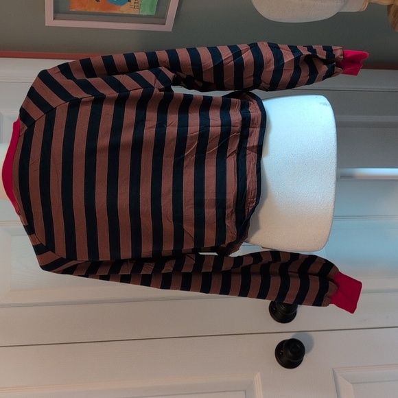Lilycoco Black and Brown Striped Cropped Long Sleeve Top NWT - Picture 5 of 5